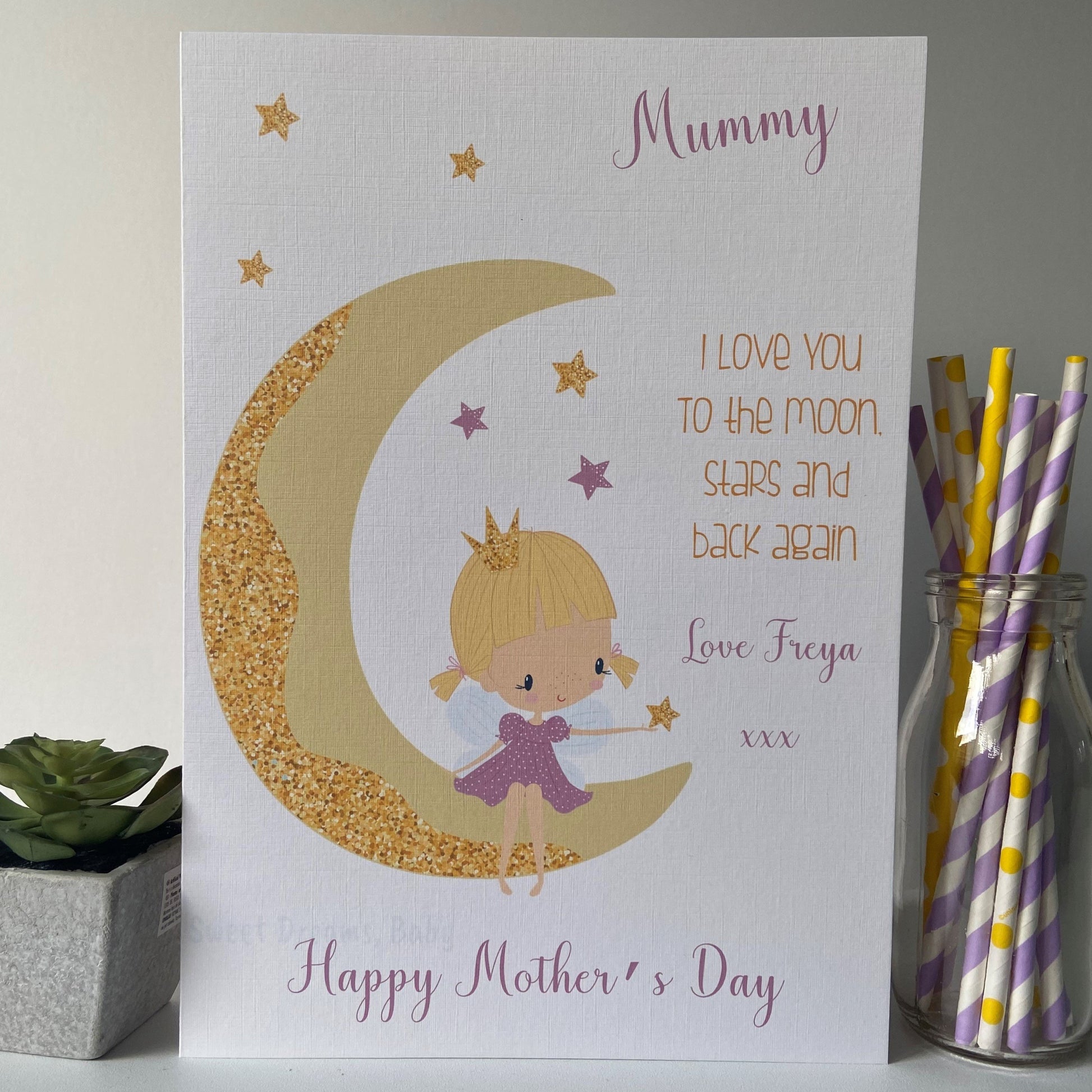 Personalised Mothers Day Card Love You TO The Moon And Back