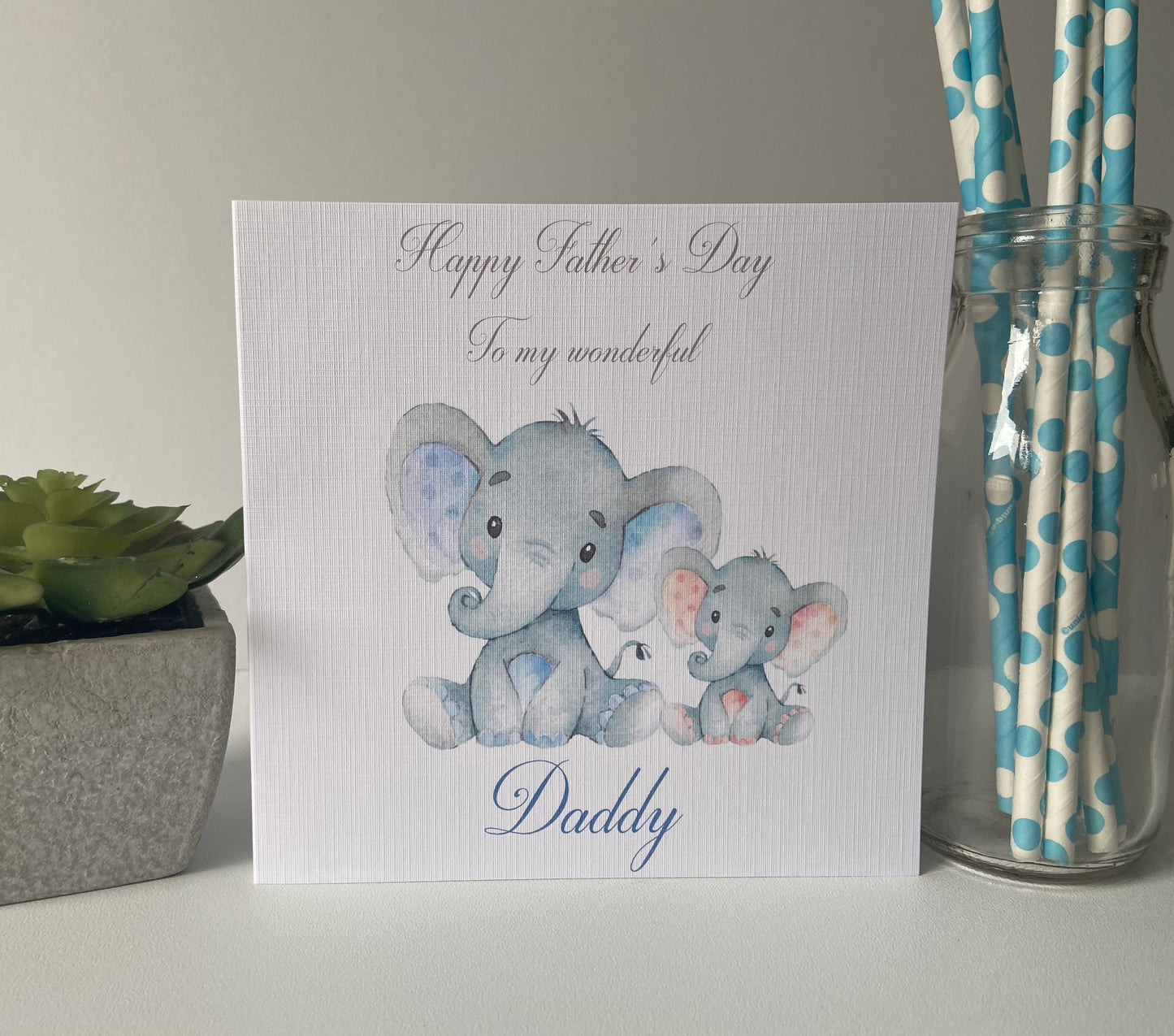 Personalised Father's Day Card Watercolour Elephant
