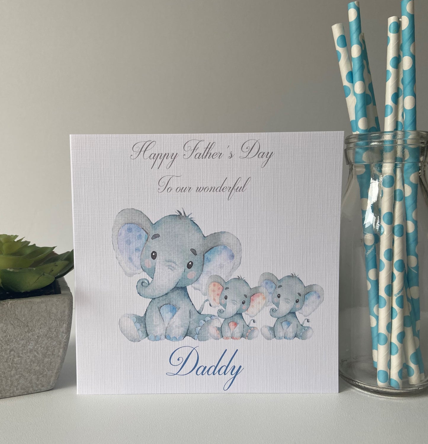 Personalised Father's Day Card Watercolour Elephant