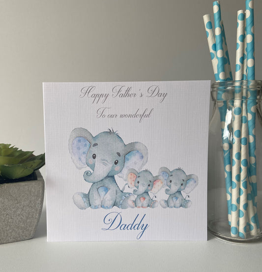Personalised Father's Day Card Watercolour Elephant