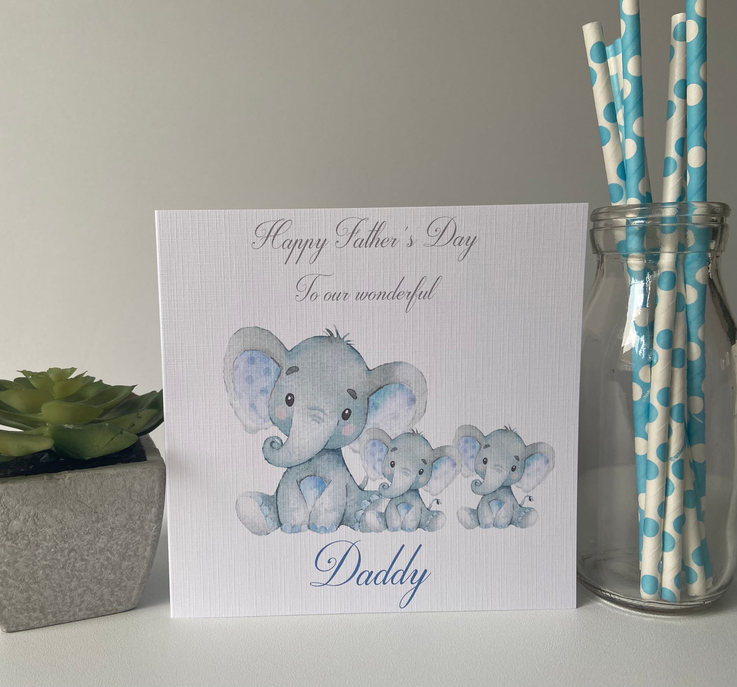 Personalised Father's Day Card Watercolour Elephant