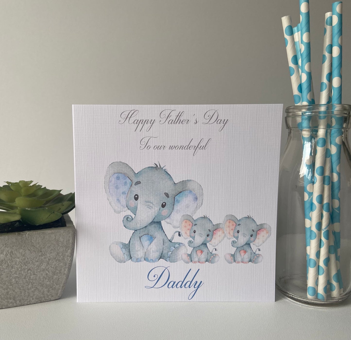 Personalised Father's Day Card Watercolour Elephant