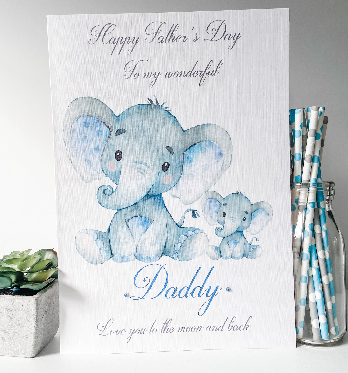 Personalised Father's Day Card Watercolour Elephant