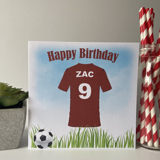 Personalised Birthday Card Football Shirt