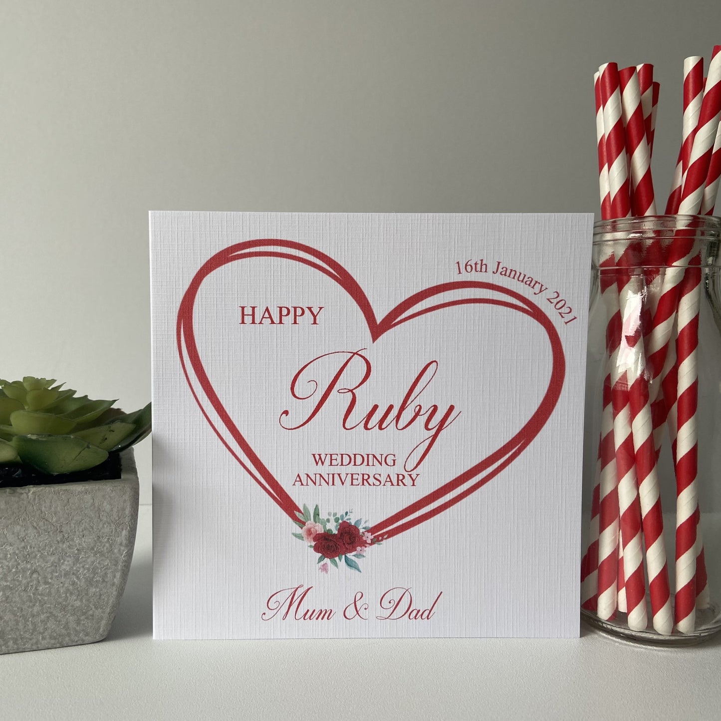 Personalised Ruby Wedding Anniversary Card