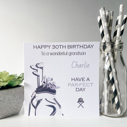 Personalised Birthday Card Golf Bag Goldfer Son Husband Boyfriend Grandson Son Dad Papa
