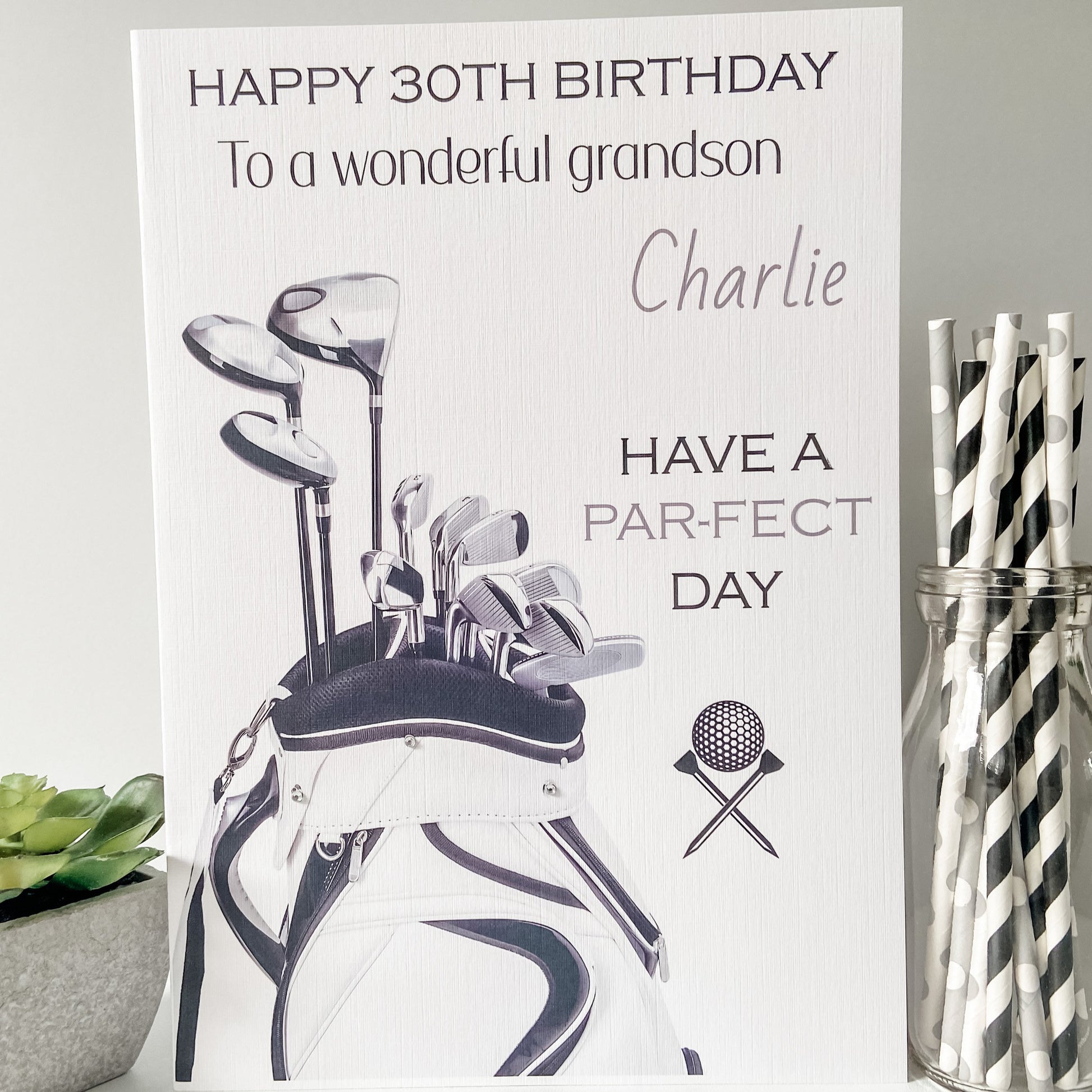 Luxury Large A4 Personalised Birthday Card Golf Bag Goldfer Son Husband Boyfriend Grandson Son Dad Papa