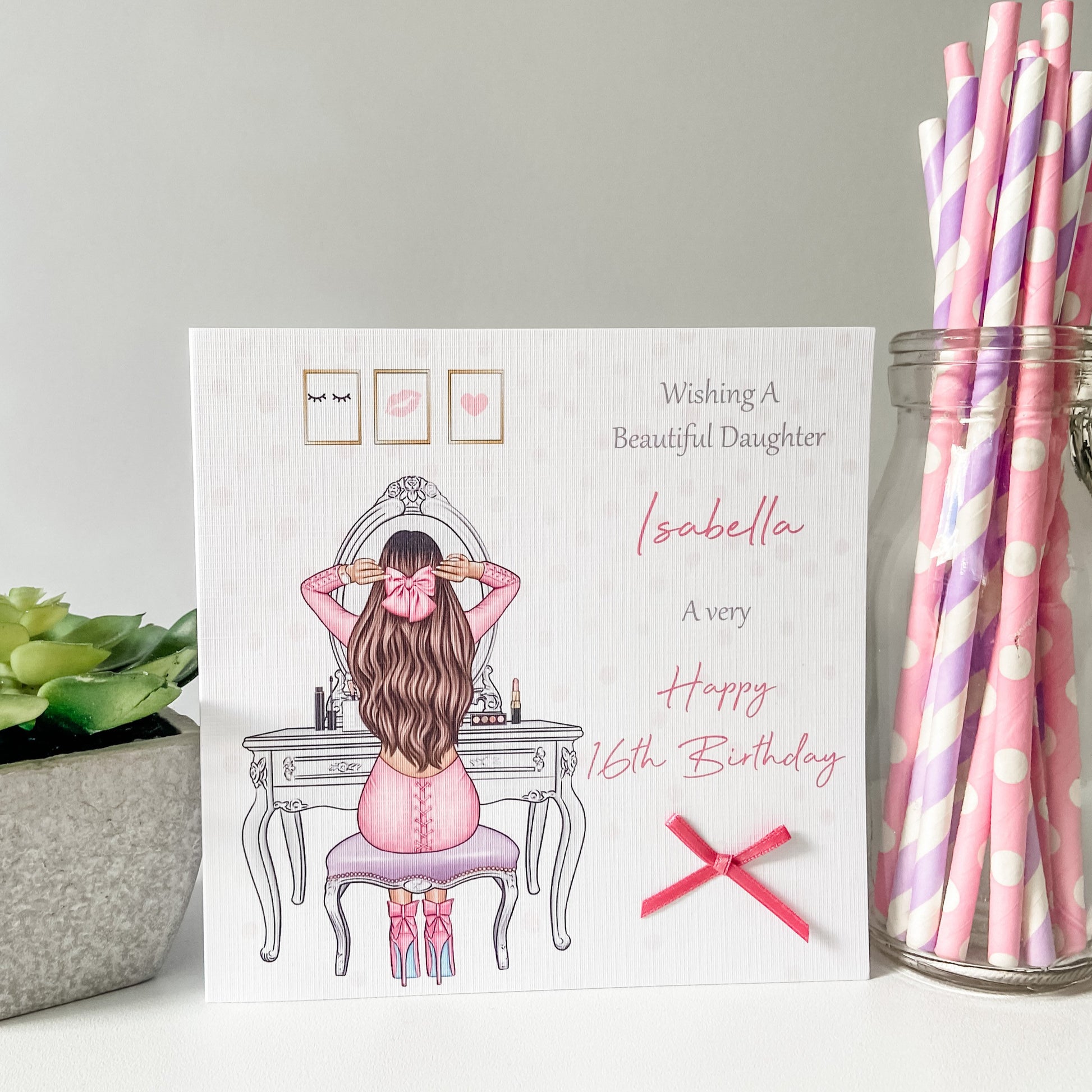 Personalised Female Girl Birthday Card Dressing Table Teenager Granddaughter Daughter Wife Girlfriend Sister Auntie Niece 16th 18th 21st 30th 40th 50th