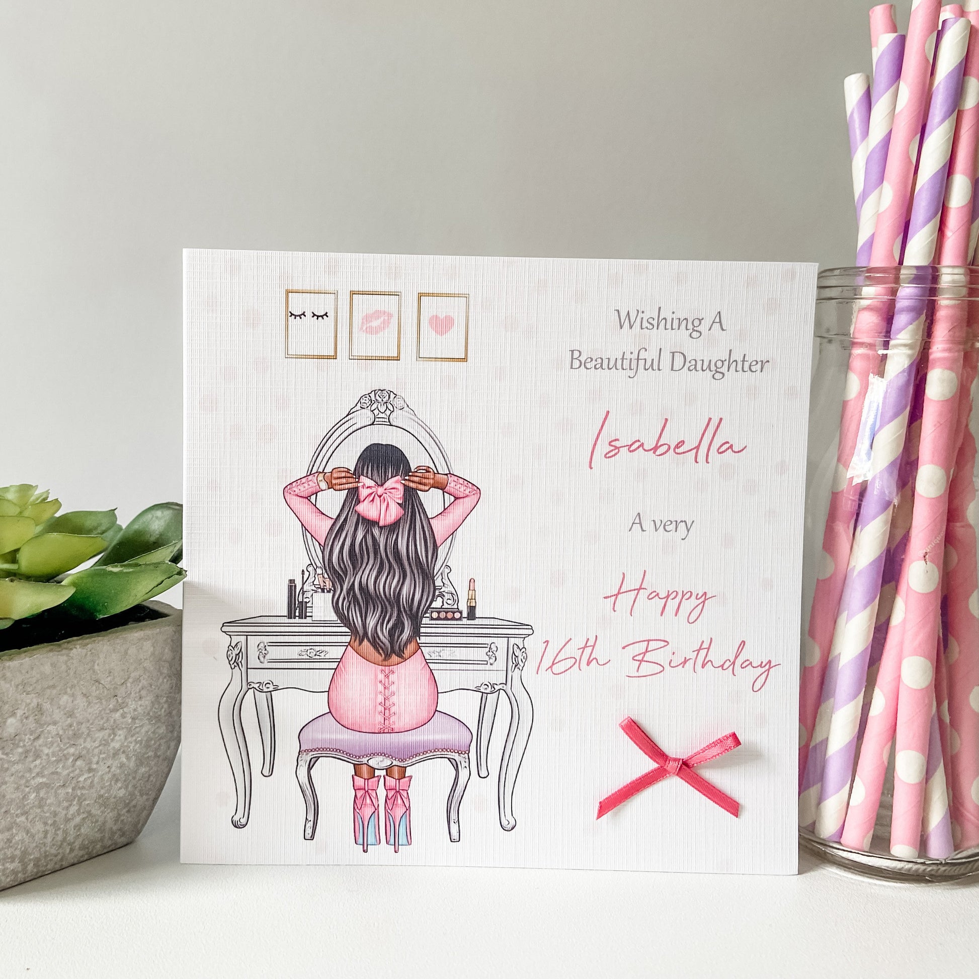 Personalised Female Girl Birthday Card Dressing Table Teenager Granddaughter Daughter Wife Girlfriend Sister Auntie Niece 16th 18th 21st 30th 40th 50th