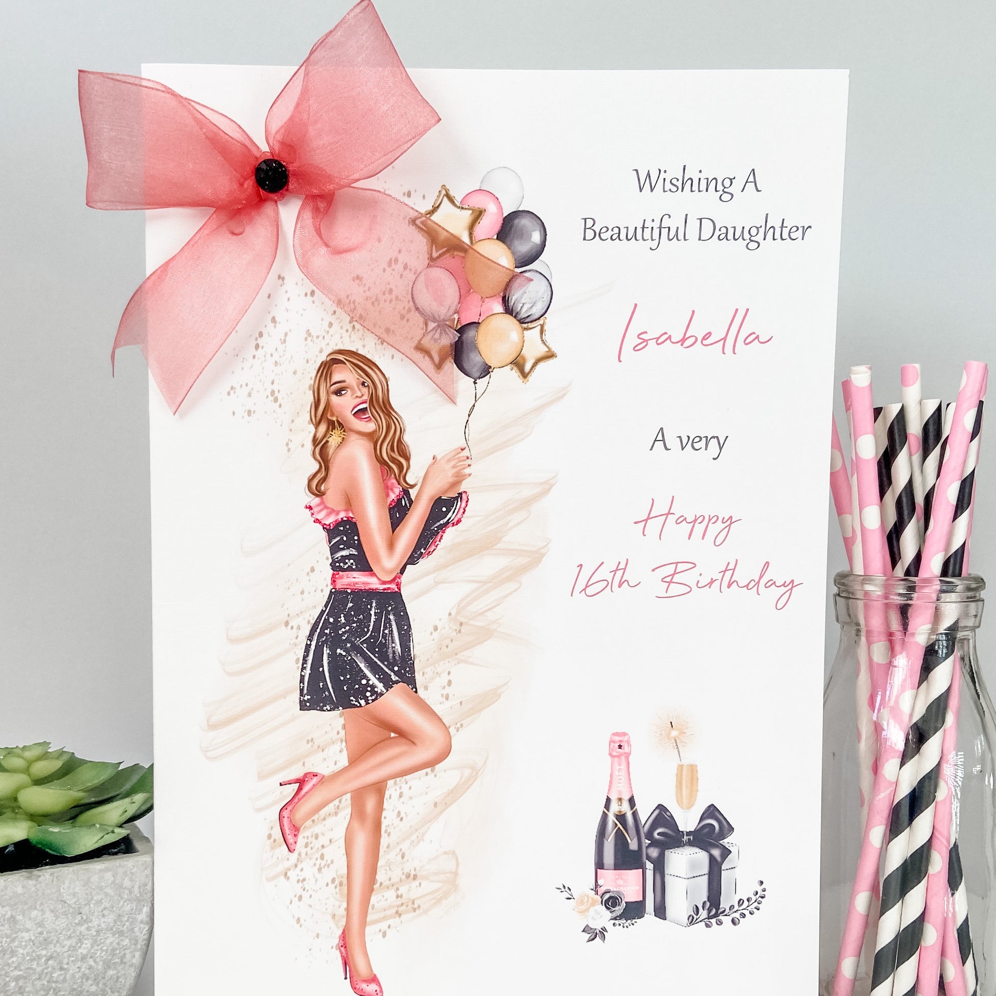 Personalised Female Girls Birthday Card Party Girl 16th 18th 21st 30th 40th 50th Daughter Girlfriend Sister Wife Cousin Granddaughter
