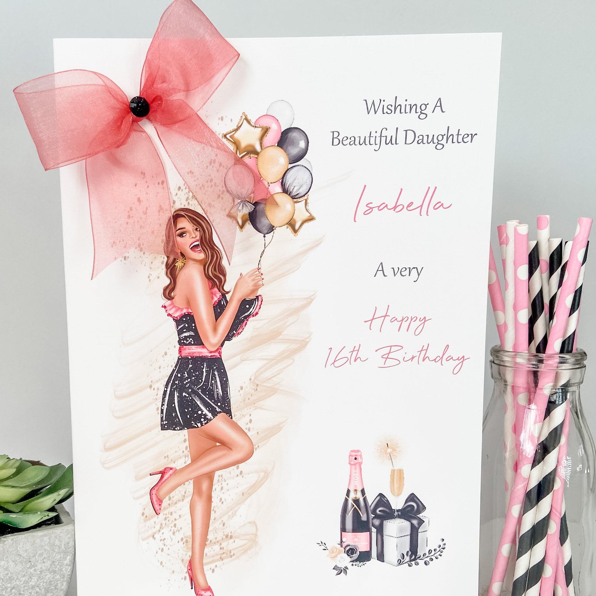Personalised Female Girls Birthday Card Party Girl 16th 18th 21st 30th 40th 50th Daughter Girlfriend Sister Wife Cousin Granddaughter