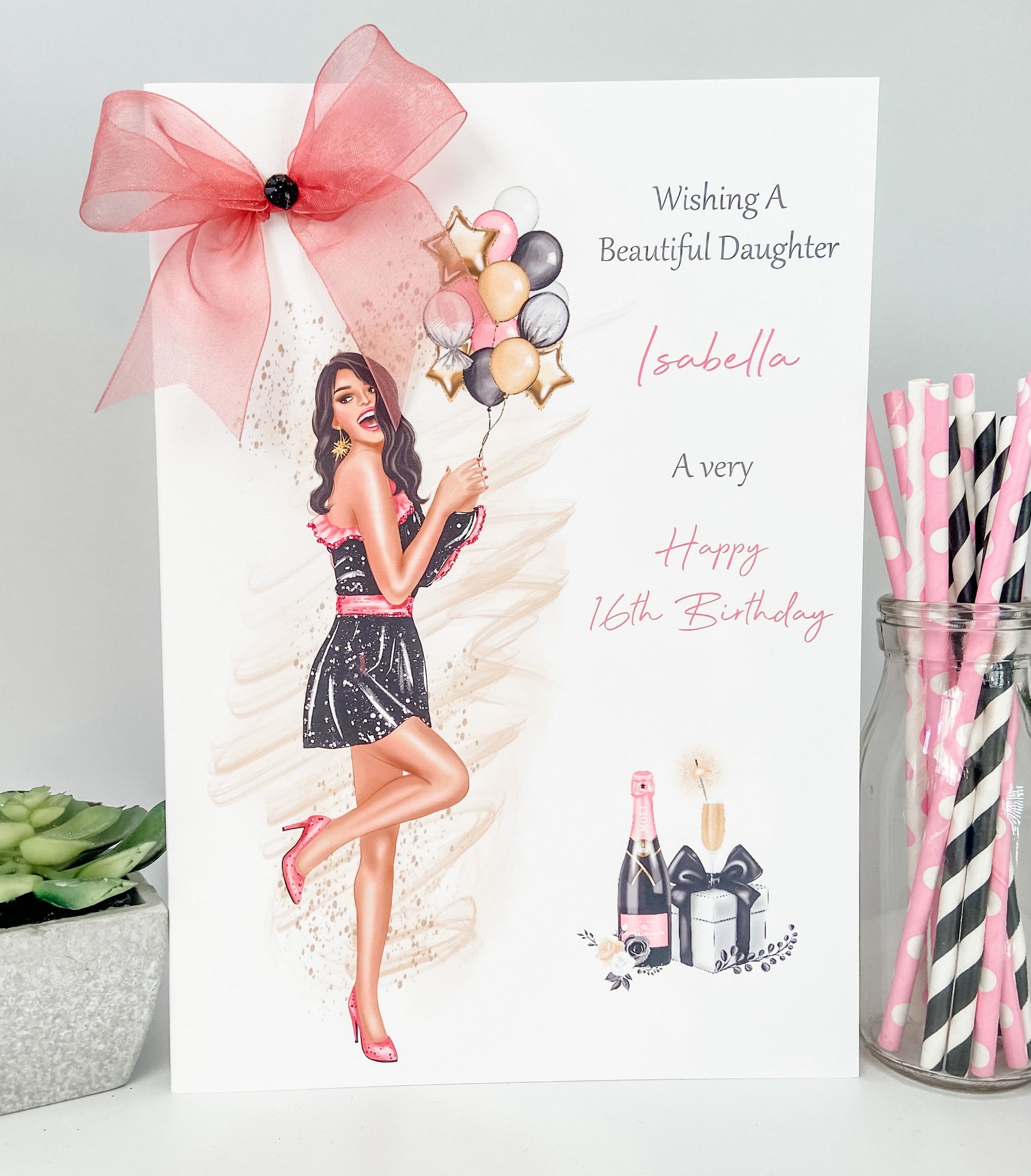 Personalised Female Girls Birthday Card Party Girl 16th 18th 21st 30th 40th 50th Daughter Girlfriend Sister Wife Cousin Granddaughter