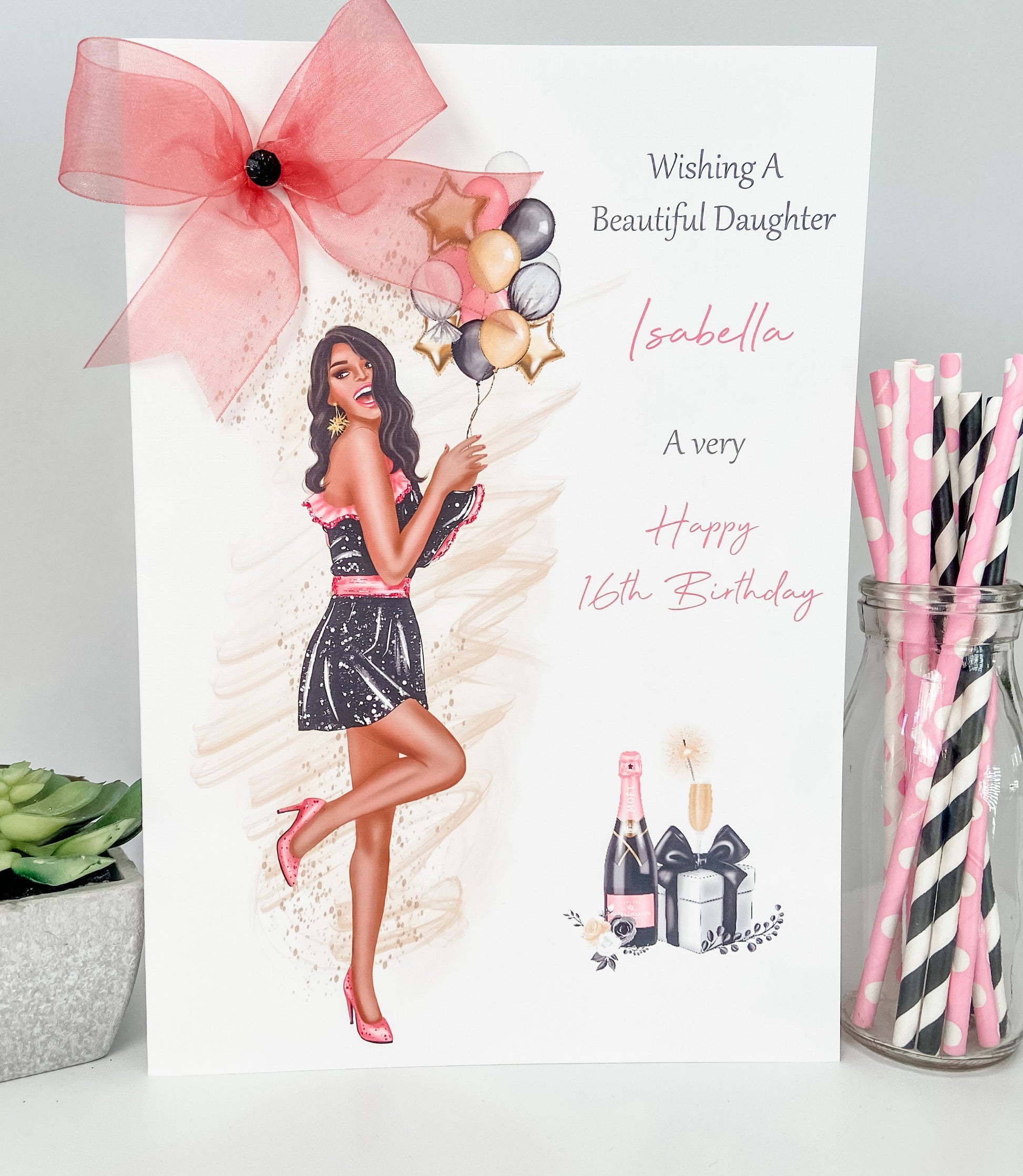 Personalised Female Girls Birthday Card Party Girl 16th 18th 21st 30th 40th 50th Daughter Girlfriend Sister Wife Cousin Granddaughter
