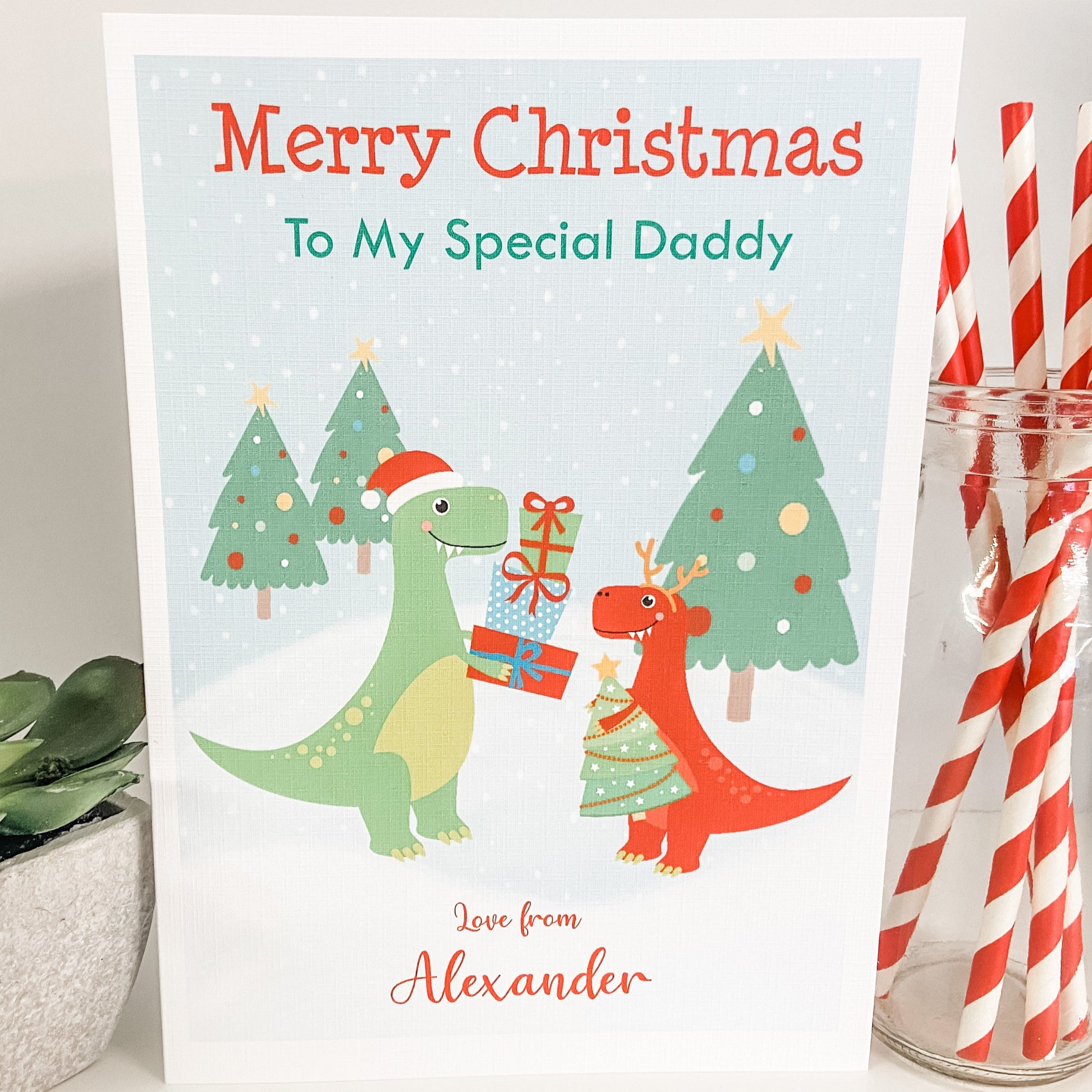 Personalised Christmas Card Dinosaur