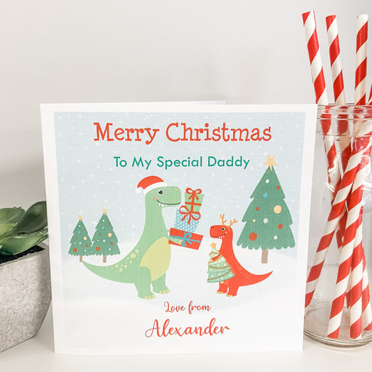 Personalised Christmas Card Dinosaur