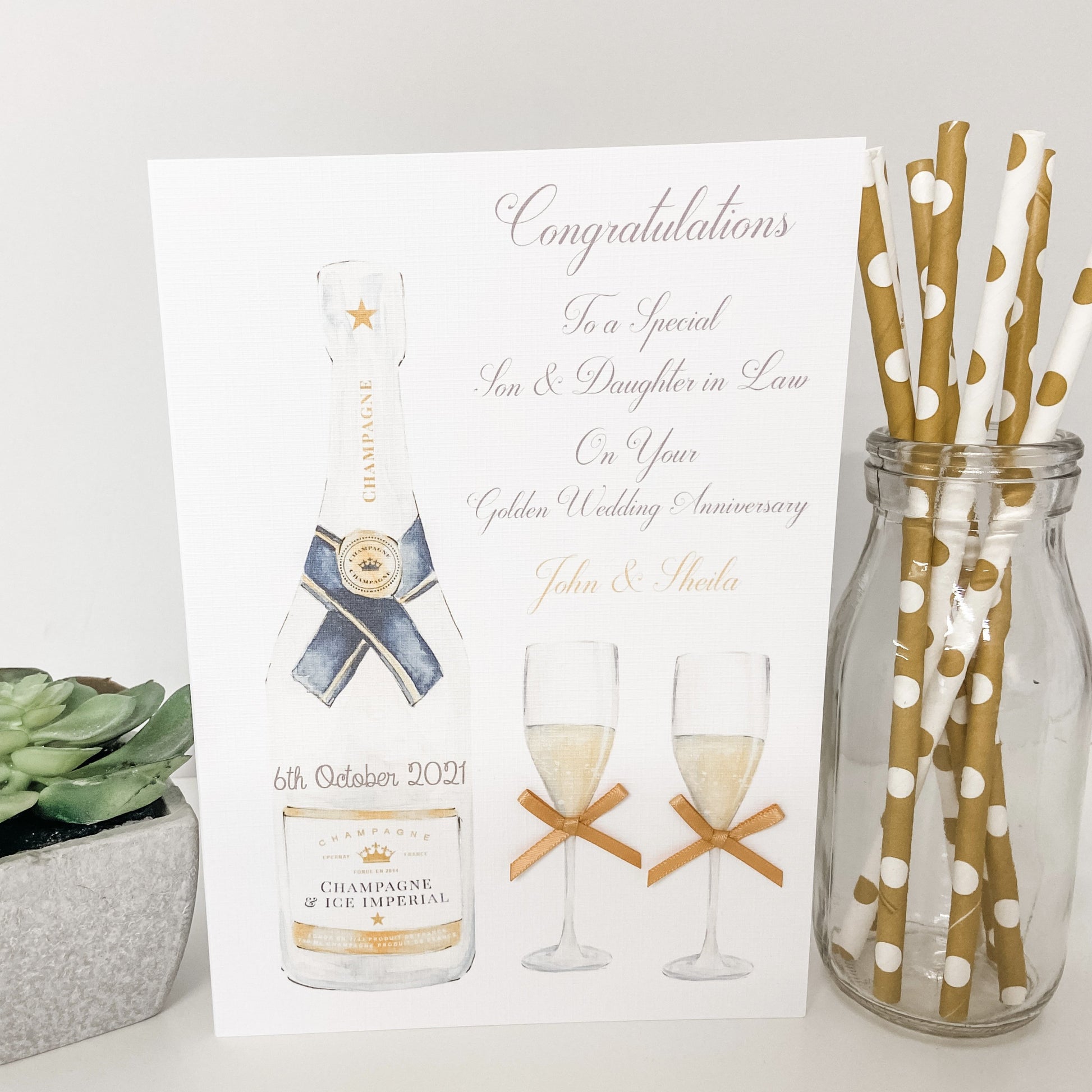 Personalised Golden Wedding Anniversary Champagne Bottle