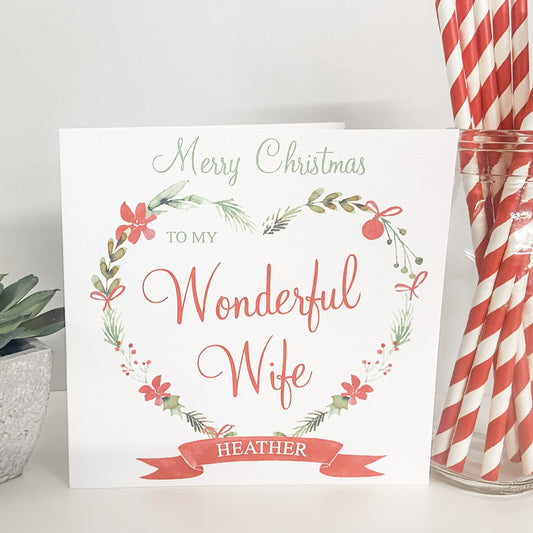 Personalised Christmas Card Floral Heart