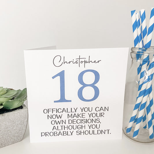 Personalised Birthday Card Age 18 Officially and Adult Funny 