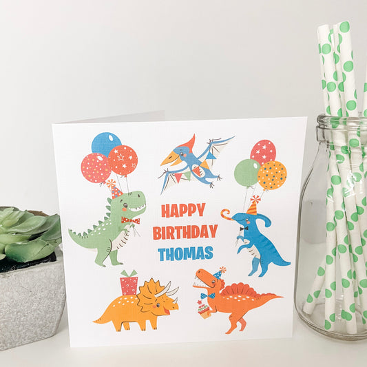 Personalised Birthday Card Dinosaurs