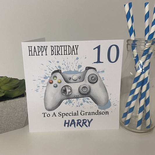 Personalised Birthday Card Gaming X Box Grandson Son Nephew Daughter Brother Sister