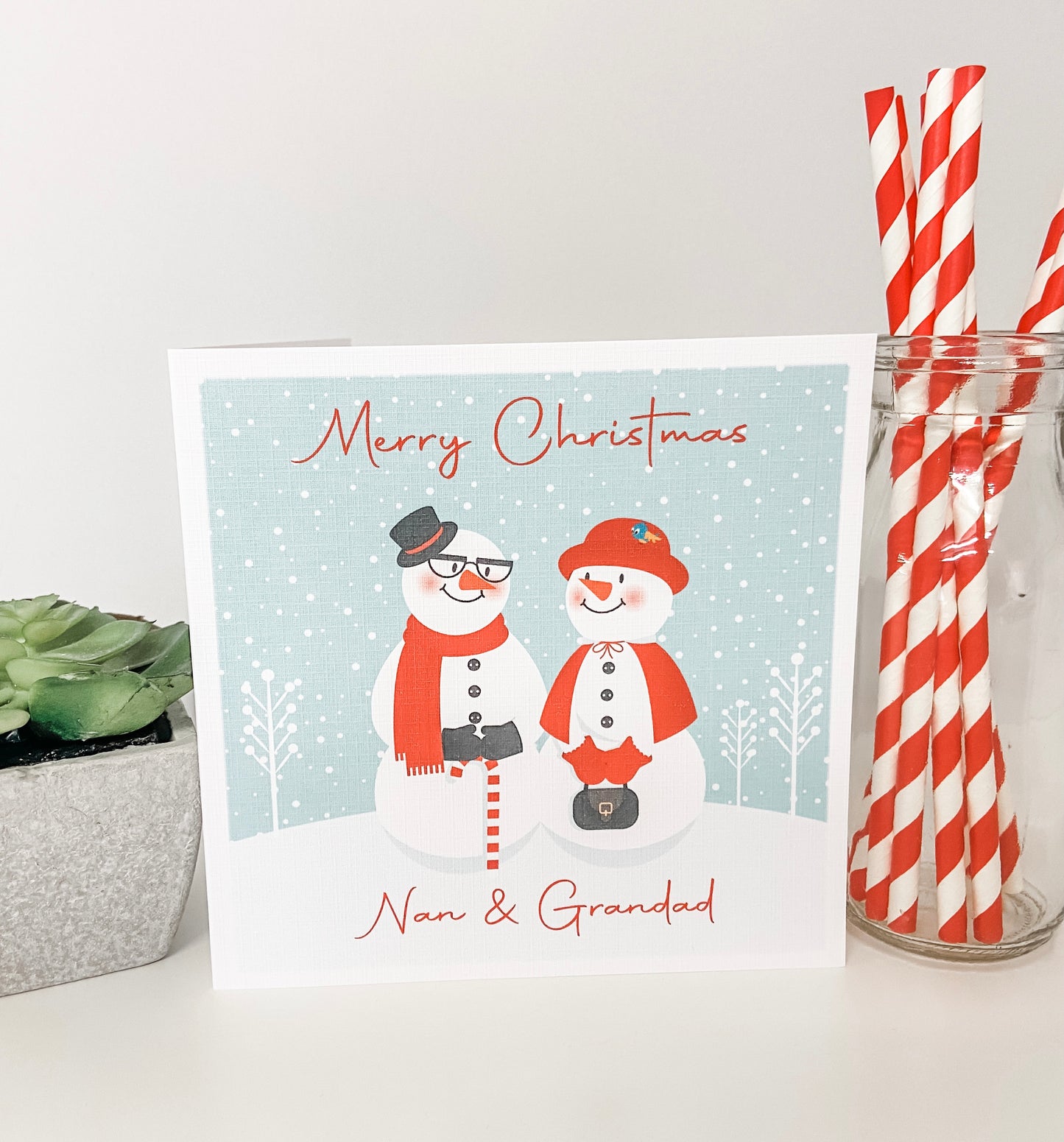 Personalised christmas Card Snowman Couple
