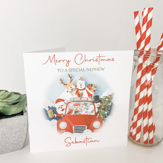 Personalised Christmas Card Santa Claus and Crew