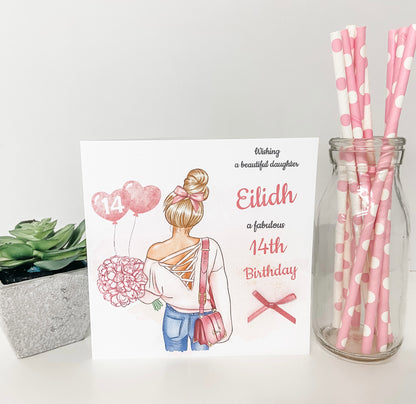 Personalised Female Teenager Girl Birthday Card