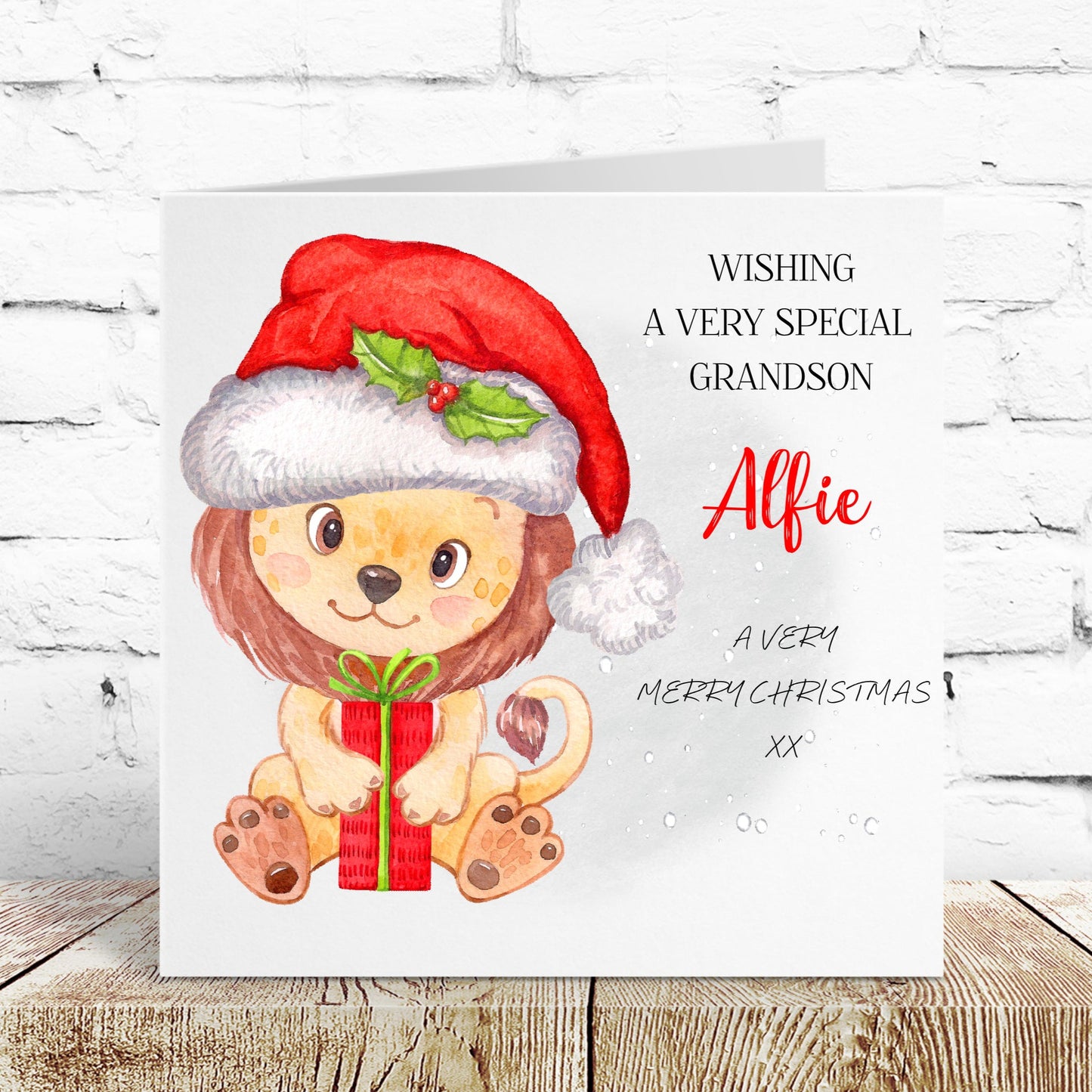 Personalised Christmas Card Jungle Lion