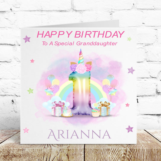 Personalised Birthday Card Unicorn Girl
