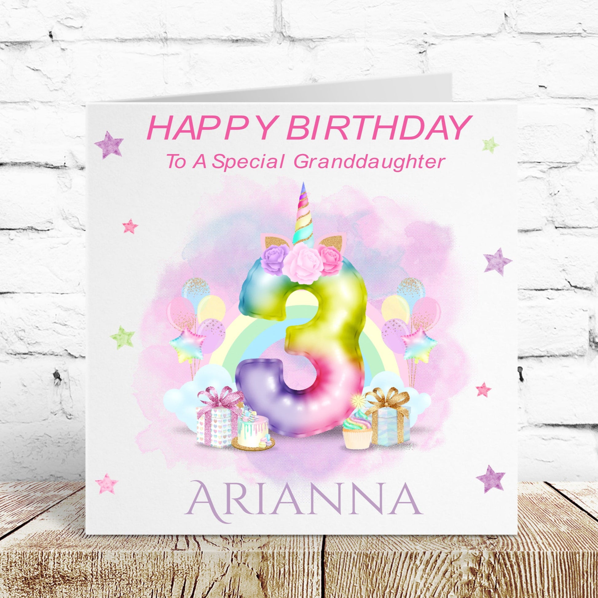 Personalised Birthday Card Unicorn Girl