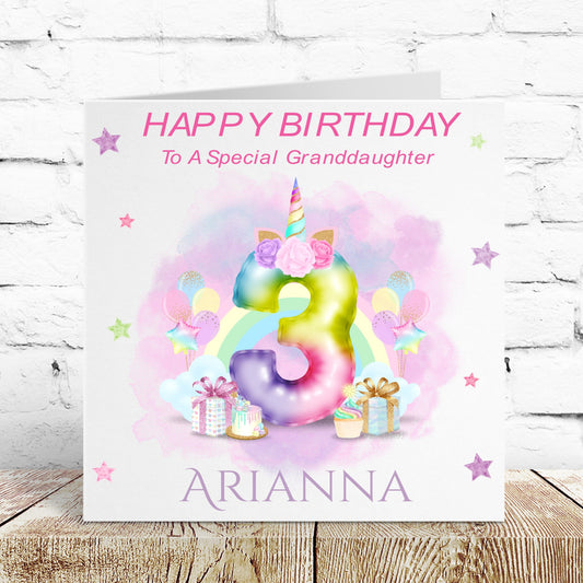 Personalised Birthday Card Unicorn Girl