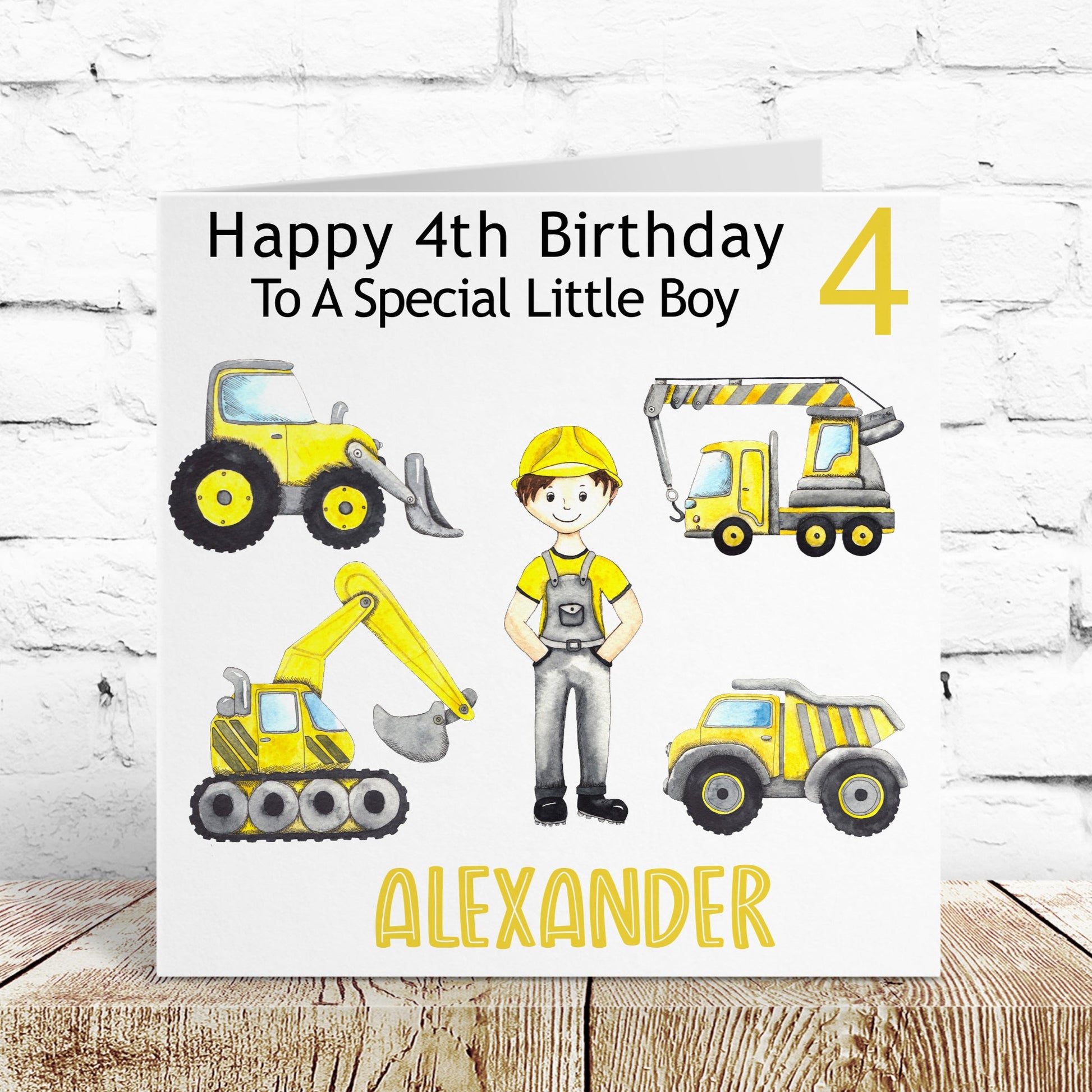 Personalised Birthday Card Construction Diggers