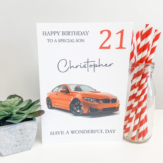 Personalised Birthday Card Red Sports Car