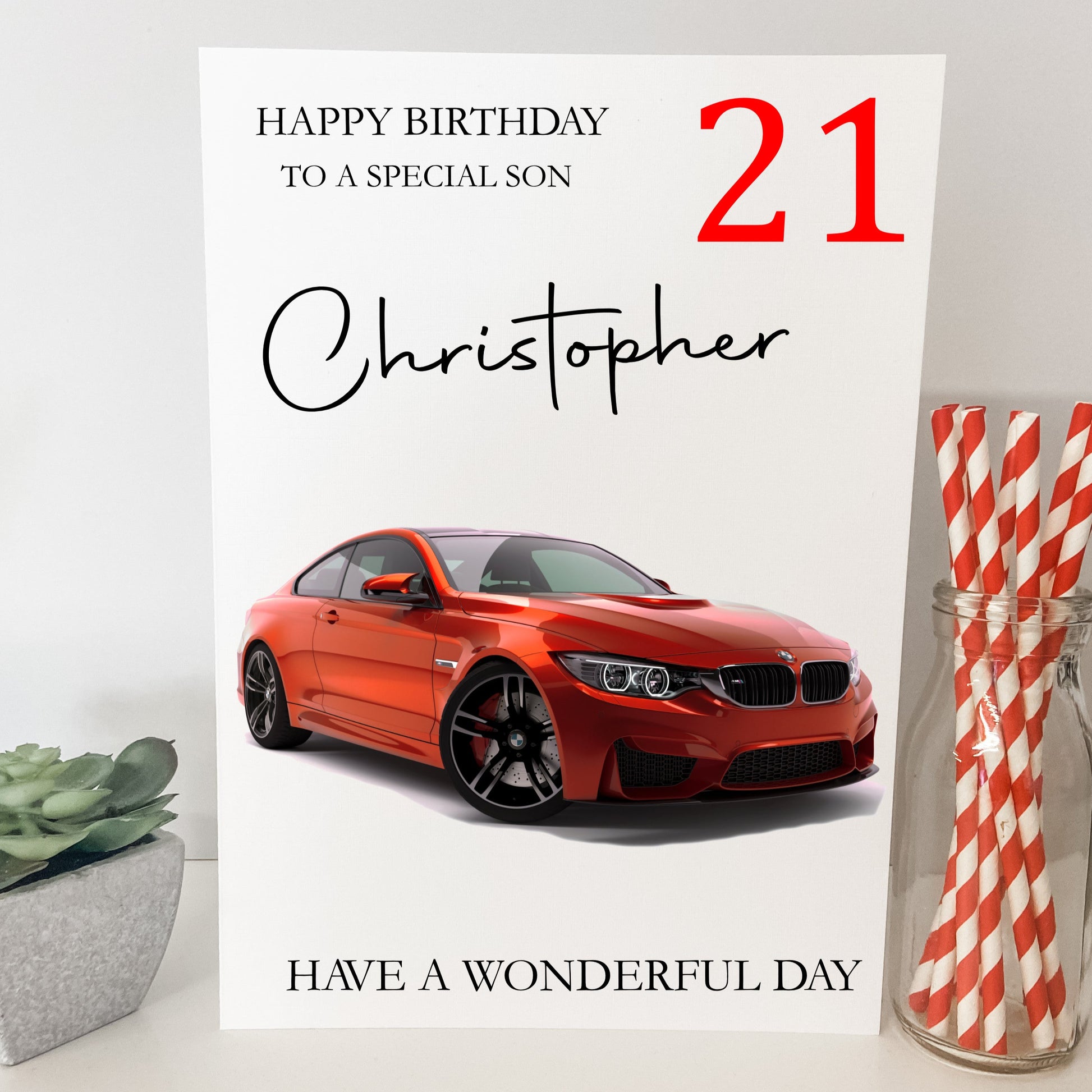 Personalised Birthday Card Red Sports Car