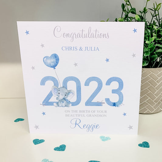Personalised Congratulations New Grandparents Baby Boy Card 2023