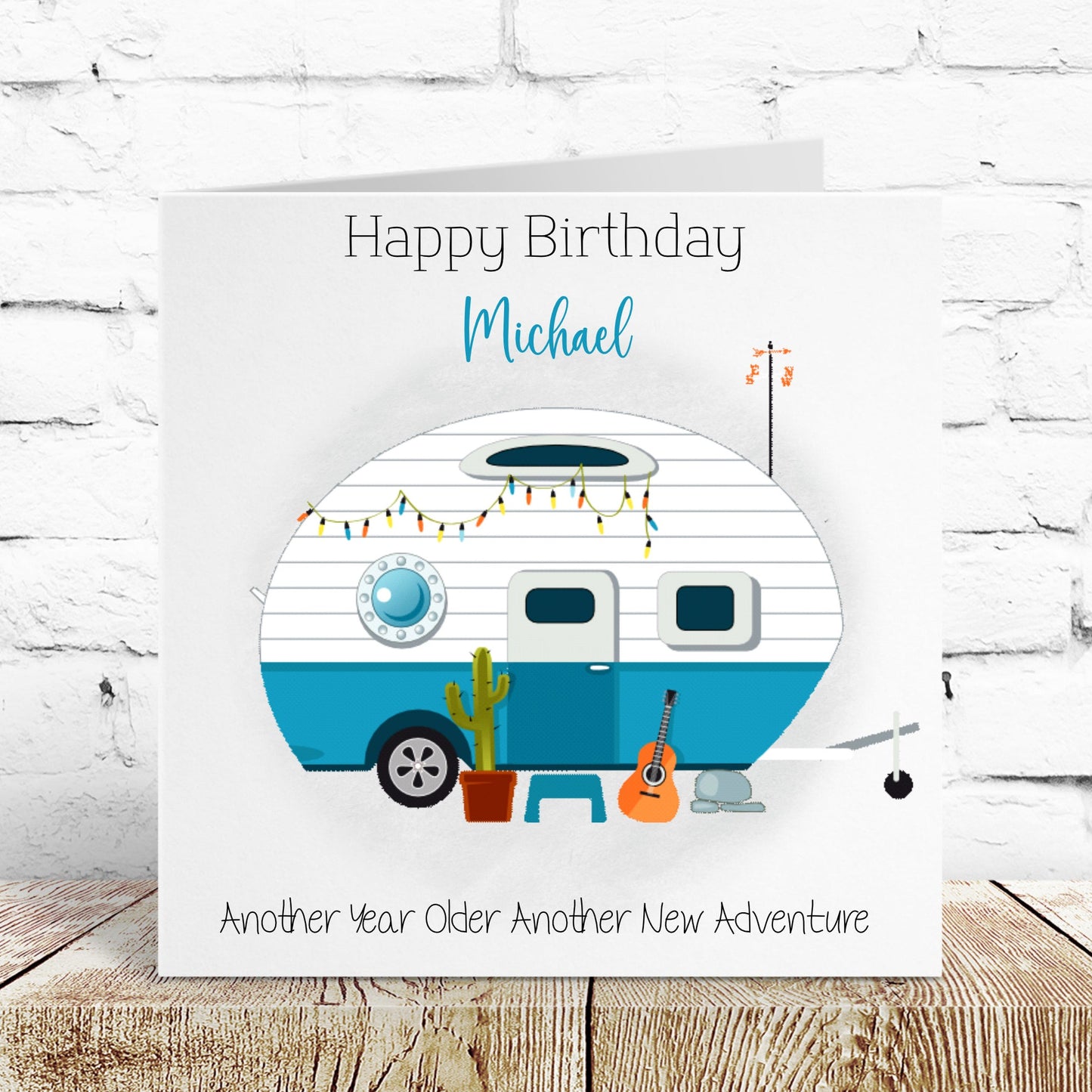 Personalised Birthday Card Retro Caravan