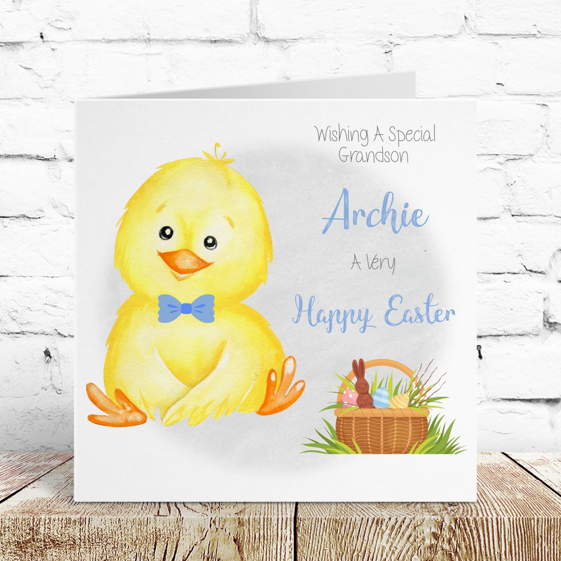 Personalised Easter Card Easter Blue Easter Chick