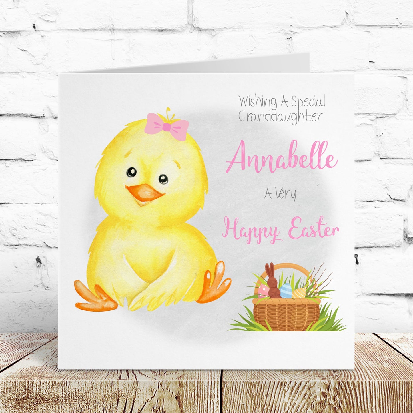 Personalised Easter Card Easter Pink Easter Chick