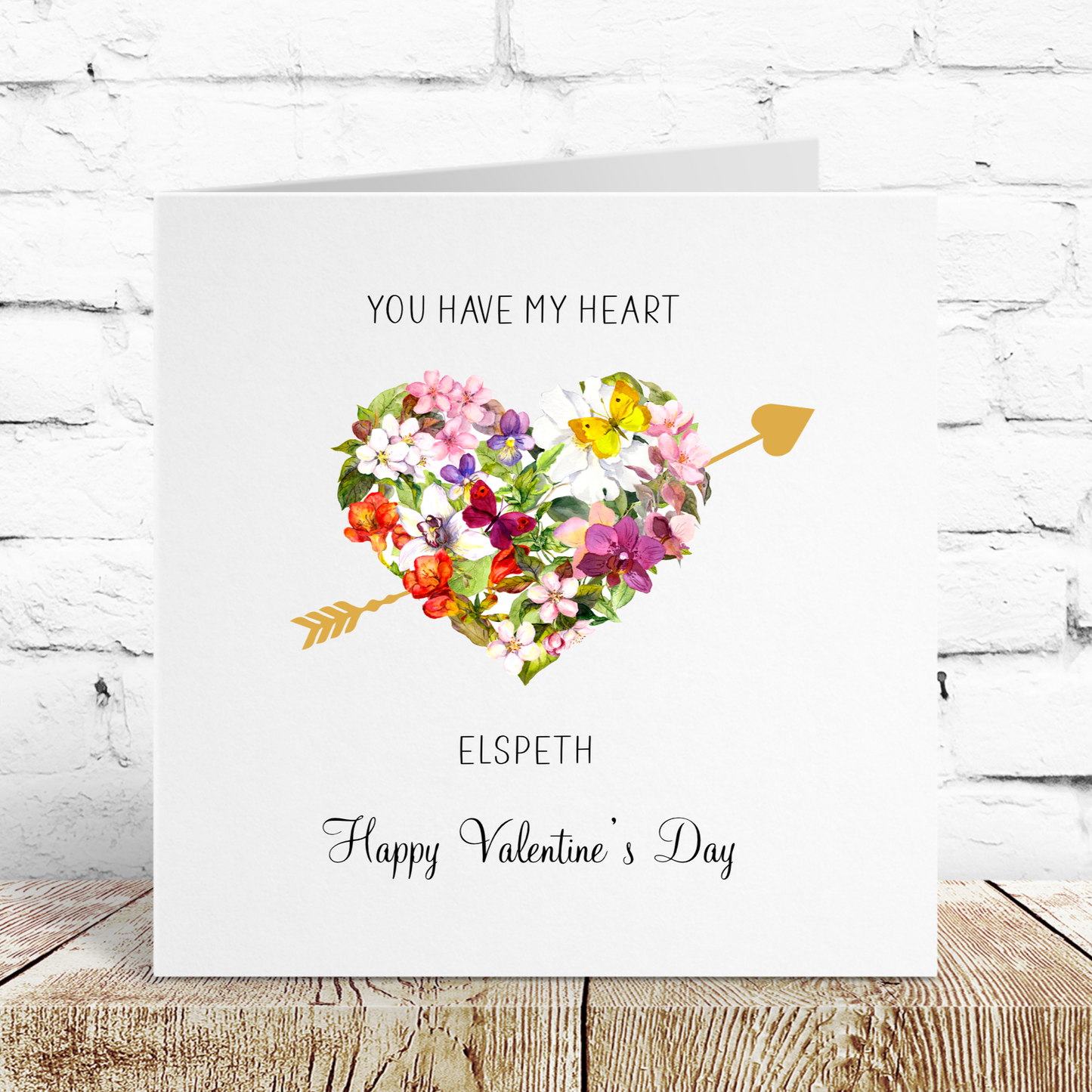 Personalised Happy Valentine's Day Card Floral Love Heart