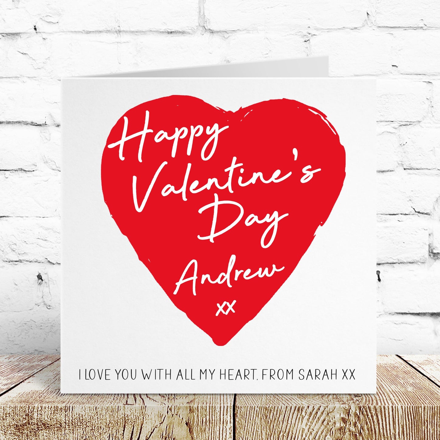Personalised Happy Valentine's Day Card Red Love Heart