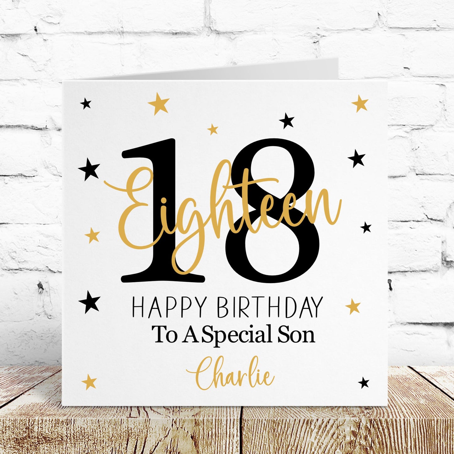 Personalised Birthday Card Black & Gold Age