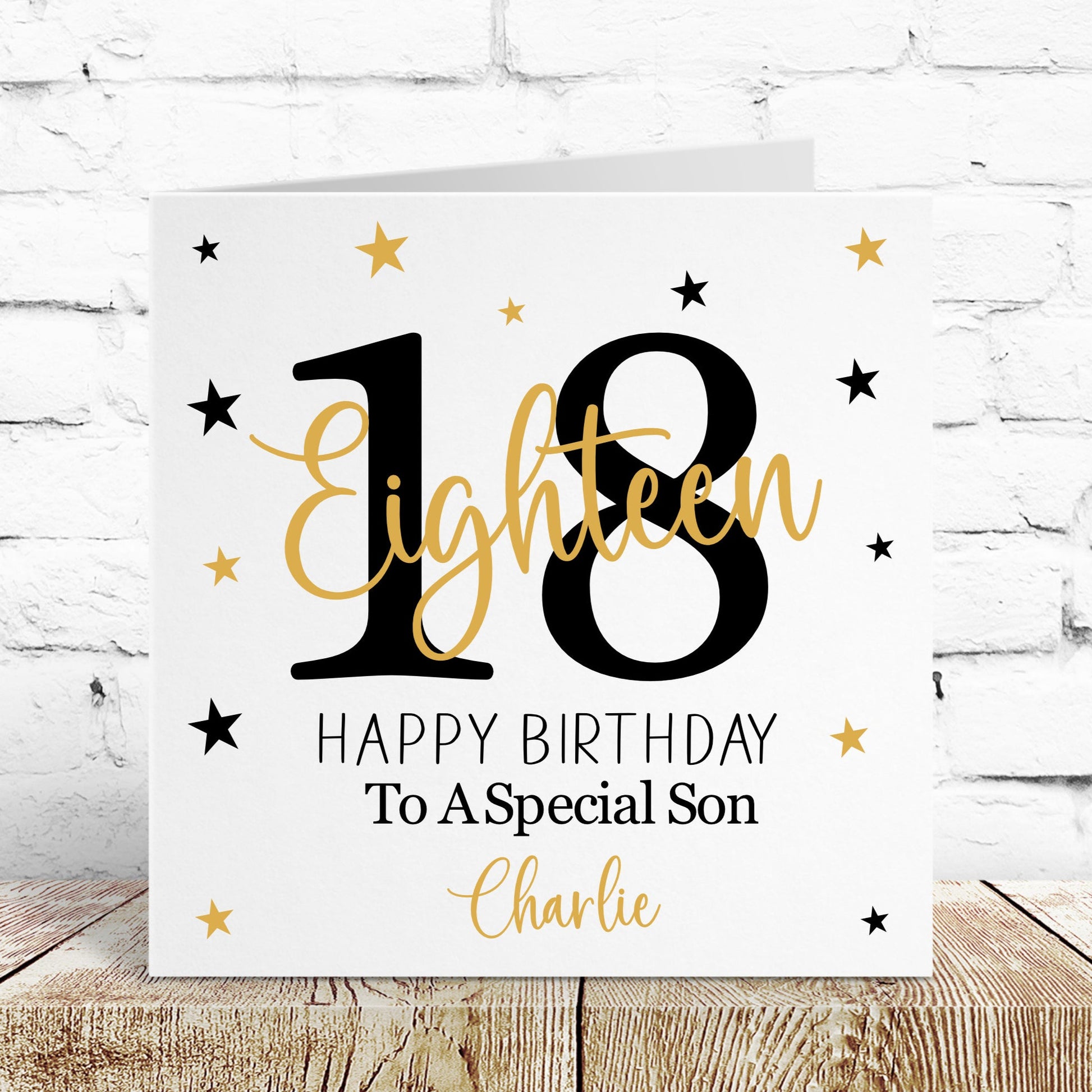 Personalised Birthday Card Black & Gold Age