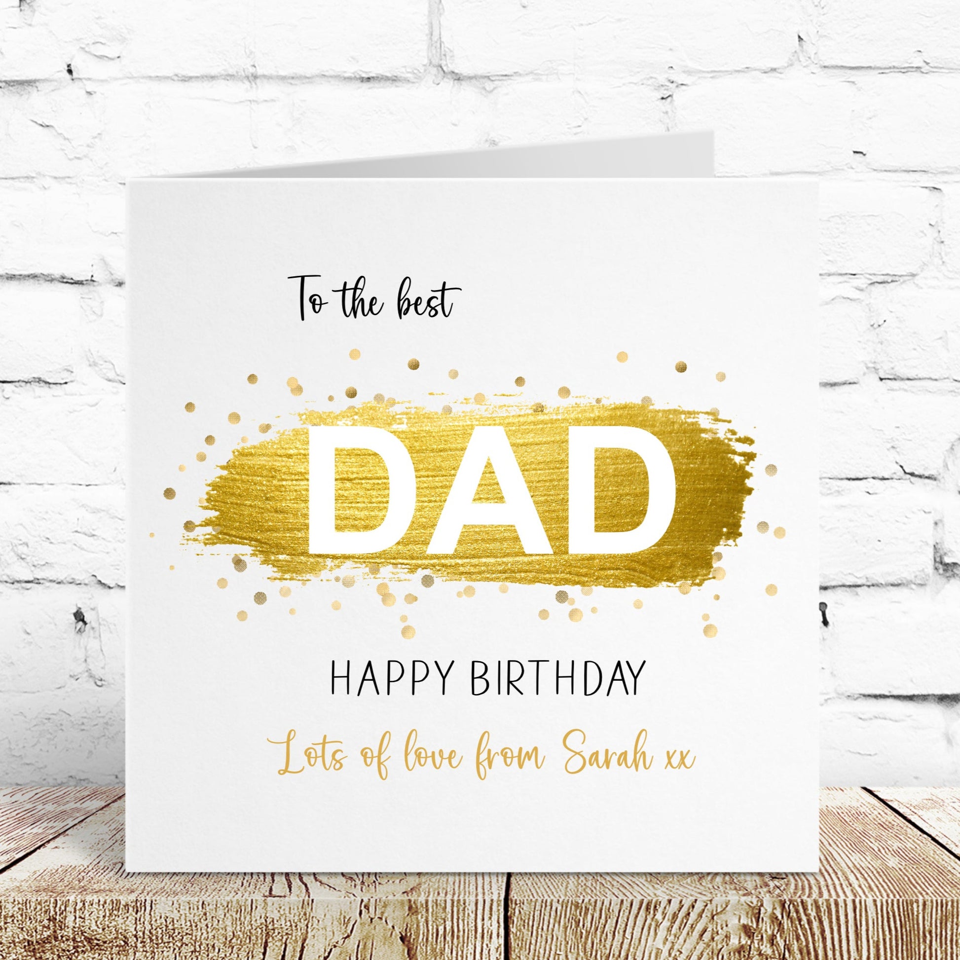 Personalised Birthday Card Gold Brushstroke