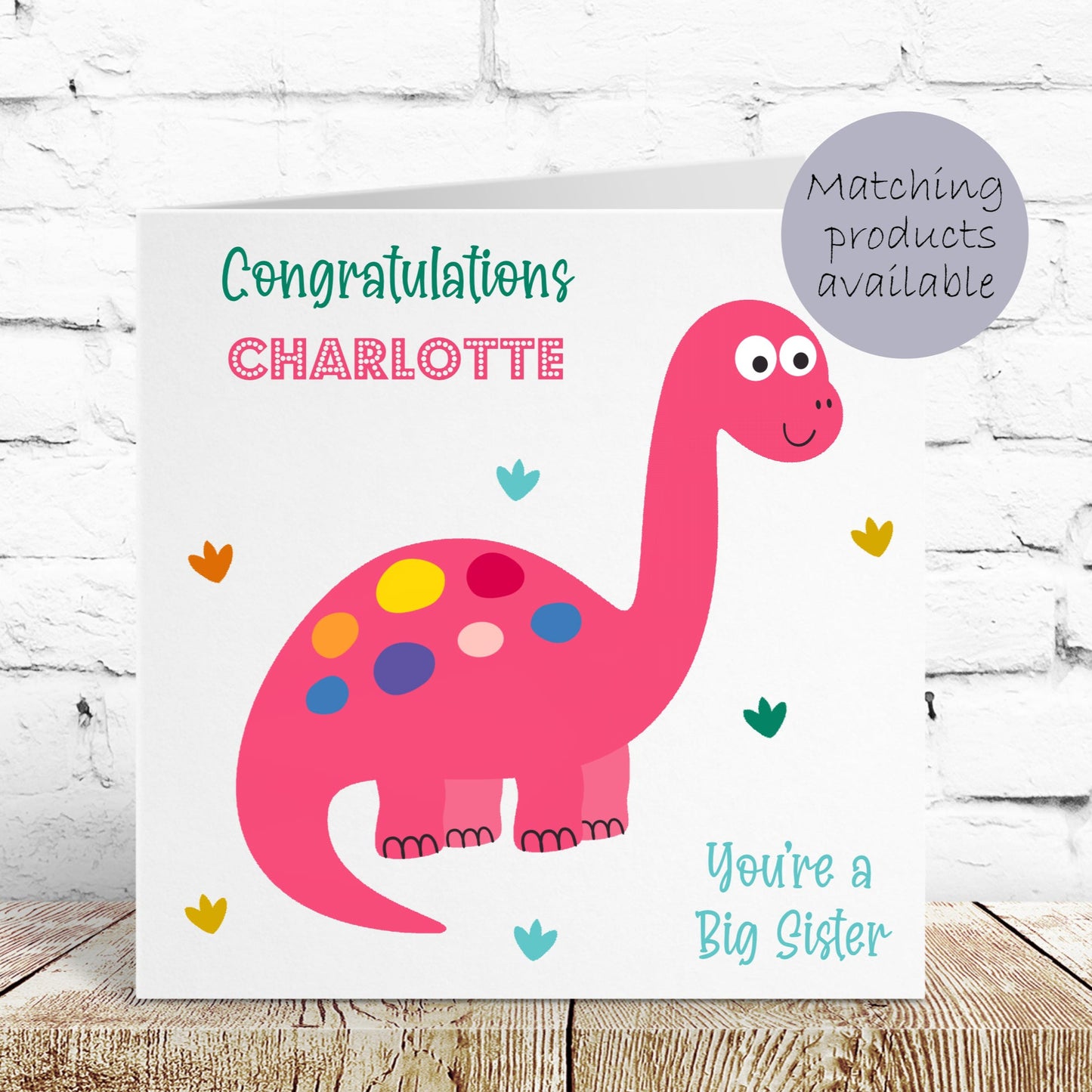 Personalised Congratulations New Big Sister Gift Bag Dinosaur