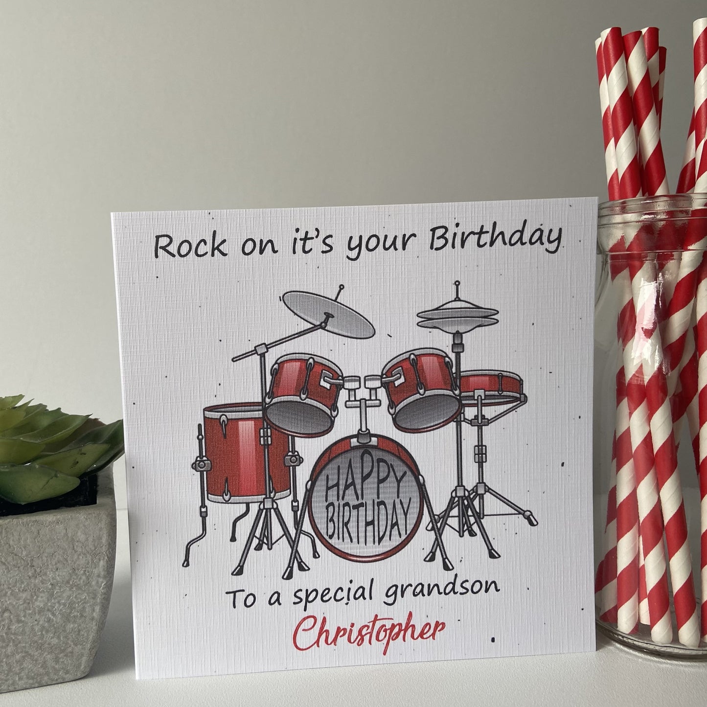Personalised Birthday Card Music Drums