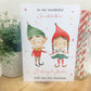 Personalised Christmas Card Elf Boy Girl 