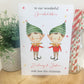 Personalised Christmas Card Elf Boy Girl 