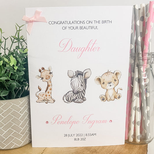 Personalised Congratulations New Baby Card For Parents Grandparents Girl