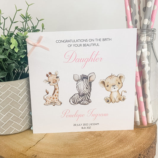 Personalised Congratulations New Baby Card For Parents Grandparents Girl