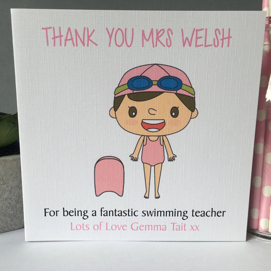 Personalised Thank You Card Swimming Teacher